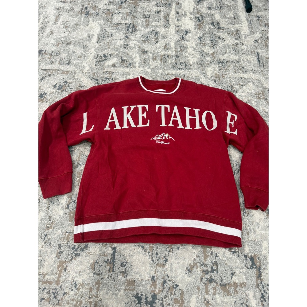 Abercrombie & Fitch Lake Tahoe Graphic Sweatshirt Red Crew Neck Mens Medium